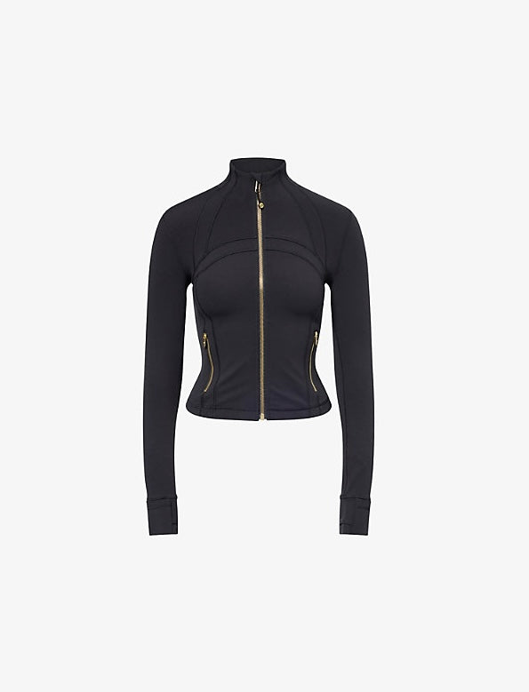 Define Cropped Jacket - Black with Gold Zipper